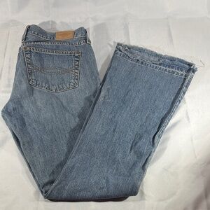 Abercrombie & Fitch Distressed Blue flared leg made is USA